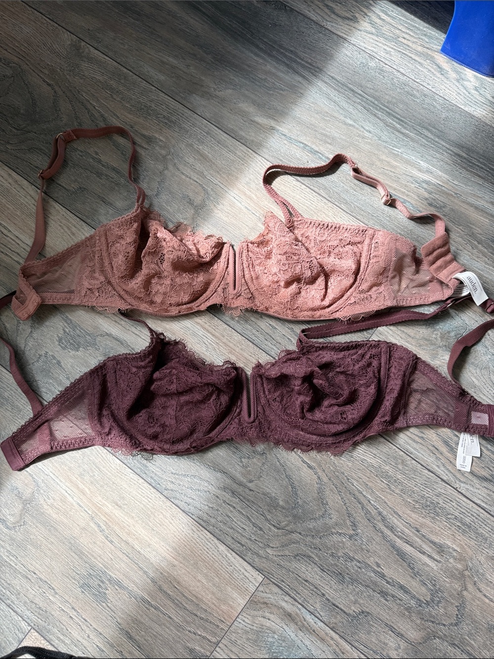 Lace Underwire Bra - Dusty Rose and Deep Plum